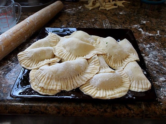 A batch of the finished pierogies! Cute little buggers huh?