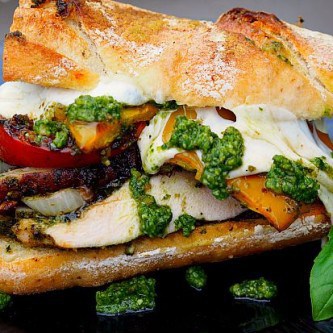 Pesto Grilled Chicken and Vege Sandwich