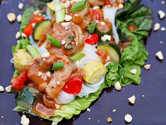 Kung Pao Grilled Shrimp Lettuce Wraps