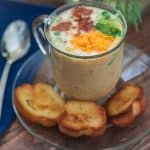 Loaded Mashed Potato Soup, easy Loaded Mashed Potato Soup recipe, leftover mashed potaos, cheese, onions