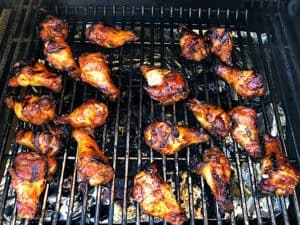 Garlic Sticky Wings on the grill