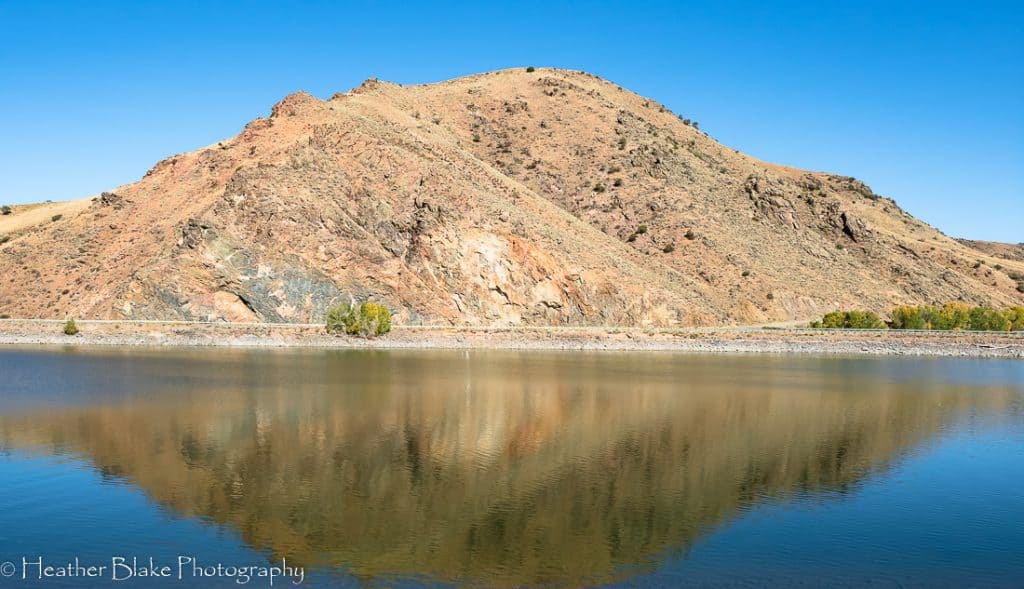 A picture of a reflection of a mountain on Blue Mesa Reservoir